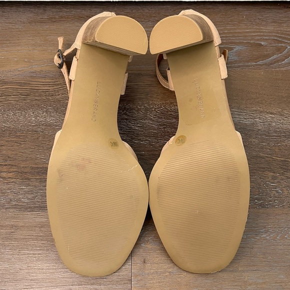 Lucky Brand Solinio Sandal Tan Leather Stacked Heel Boho Spring Summer Size 10 - Picture 6 of 10